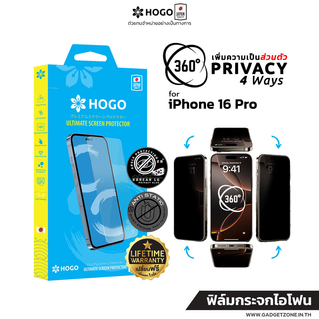 ฟิล์มกันเผือก hogo 4 ways privacy iphone 16 pro