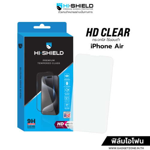 ฟิล์มกระจกใส ไร้ขอบดำ hishield iphone air